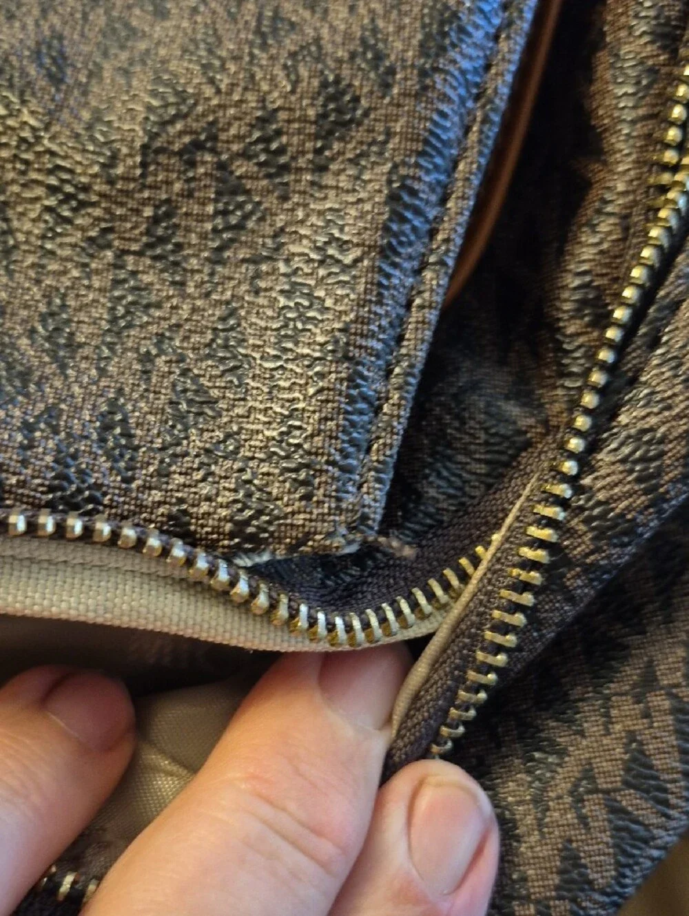 Michael Kors Brown MK Logo Backpack with Tan Trim